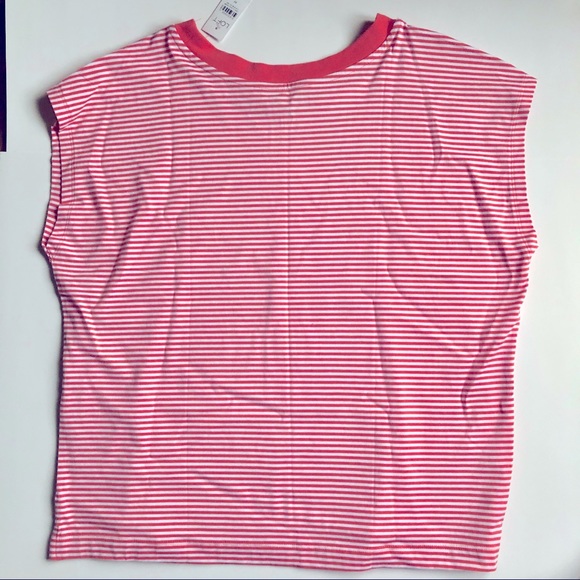 NEW LOFT Striped Wedge Tee Shirt Orange Large Short Sleeve Women’s - Picture 3 of 15